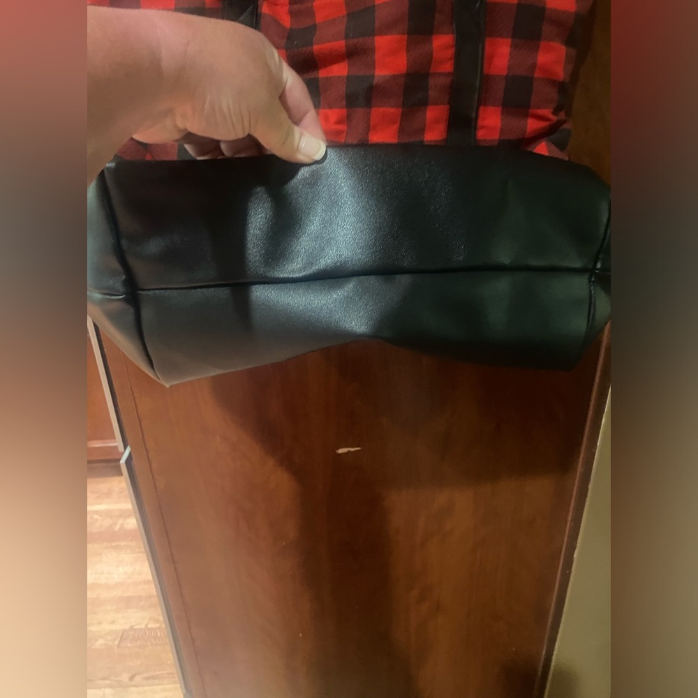 Monogrammed Red Buffalo Check Tote Bag with Black Trim - Picture 3 of 4